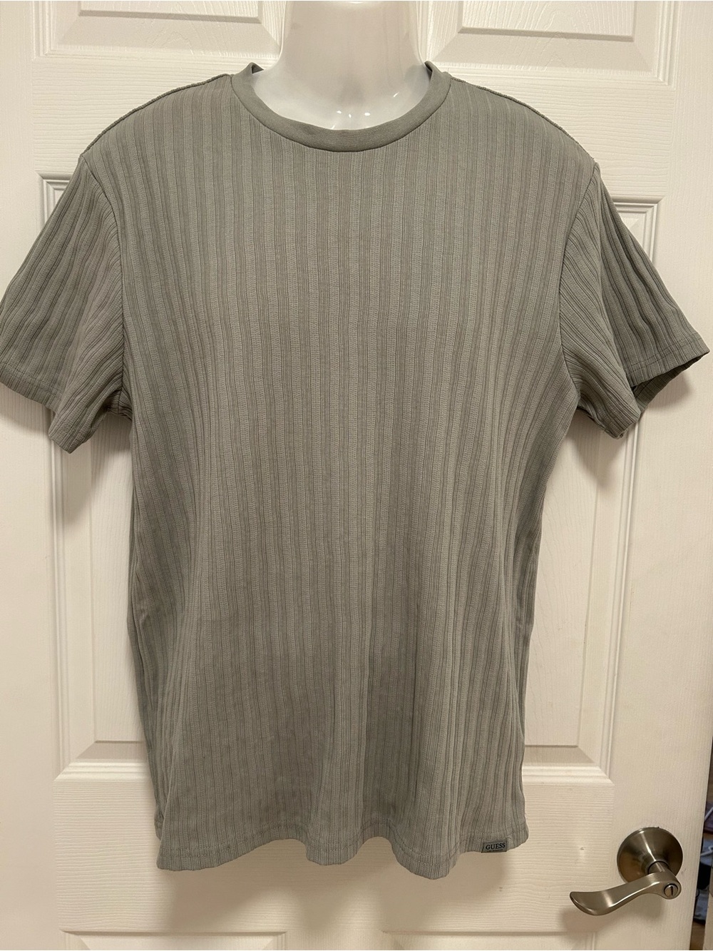 Guess Men’s Ribbed Short Sleeve Tee — Gray